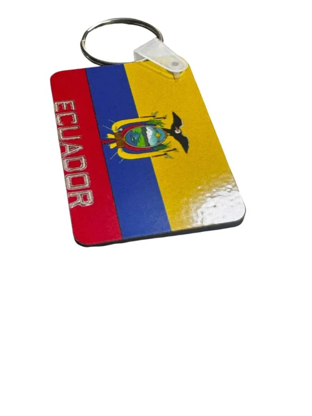 Ecuador Flag Keychain with Ring, Rectangular Design - Picture 5 of 8